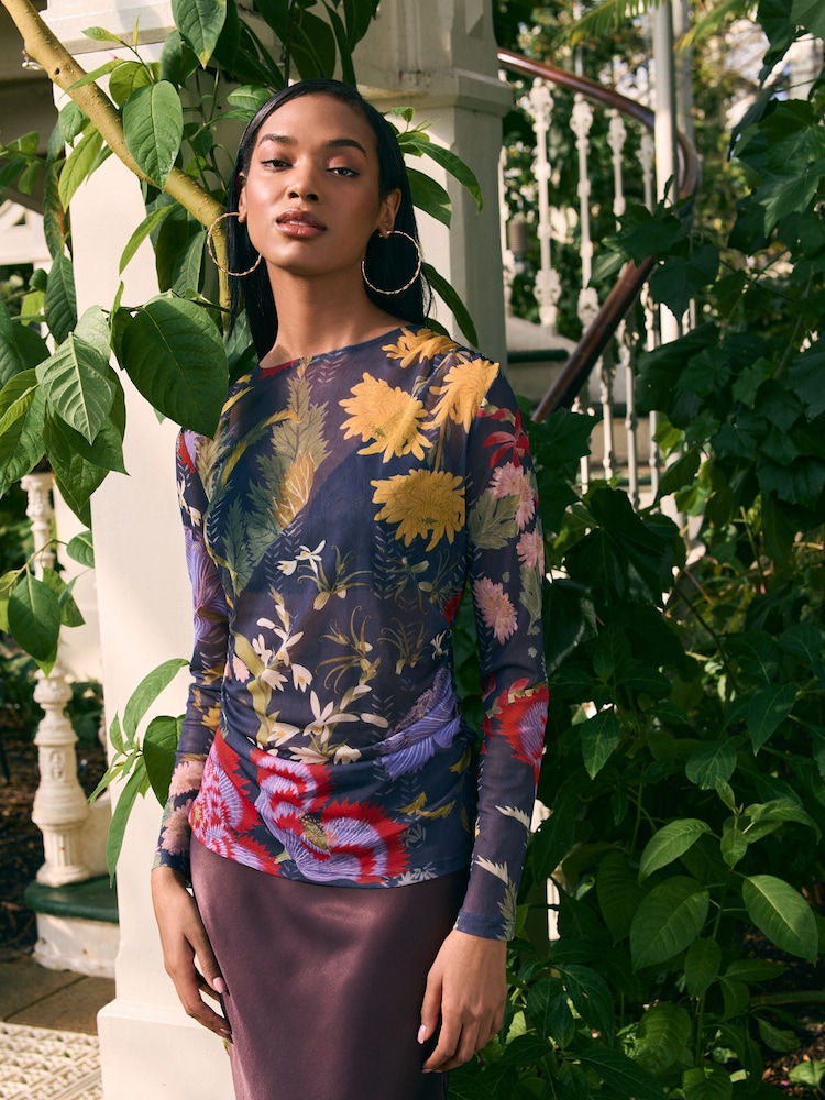 Navy/Purple Floral Print Kew Collection - Image 1 of 9