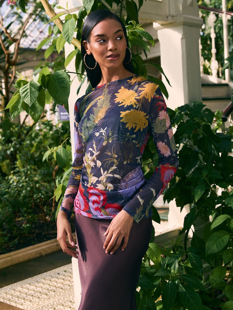 Navy/Purple Floral Print Kew Collection - Image 2 of 9