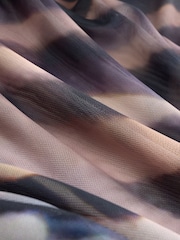 Zebra Long Sleeve Ruched Side Mesh Top - Image 7 of 9