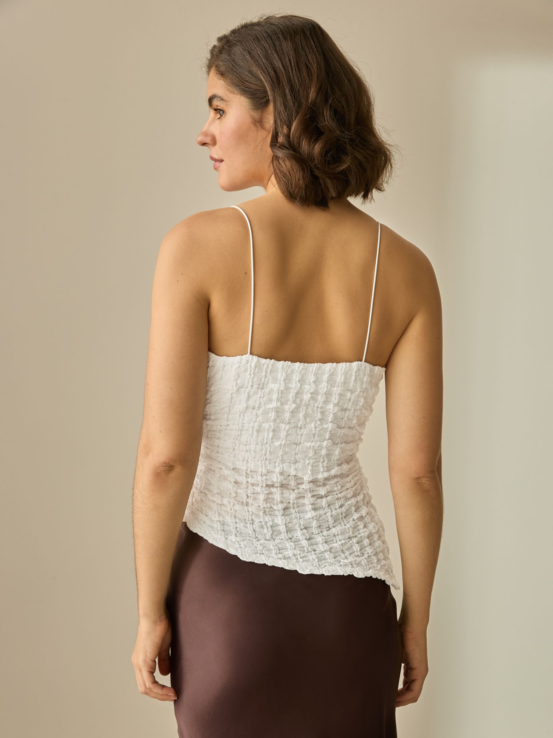 Buy White Textured Strappy Square Neck Top from Next USA