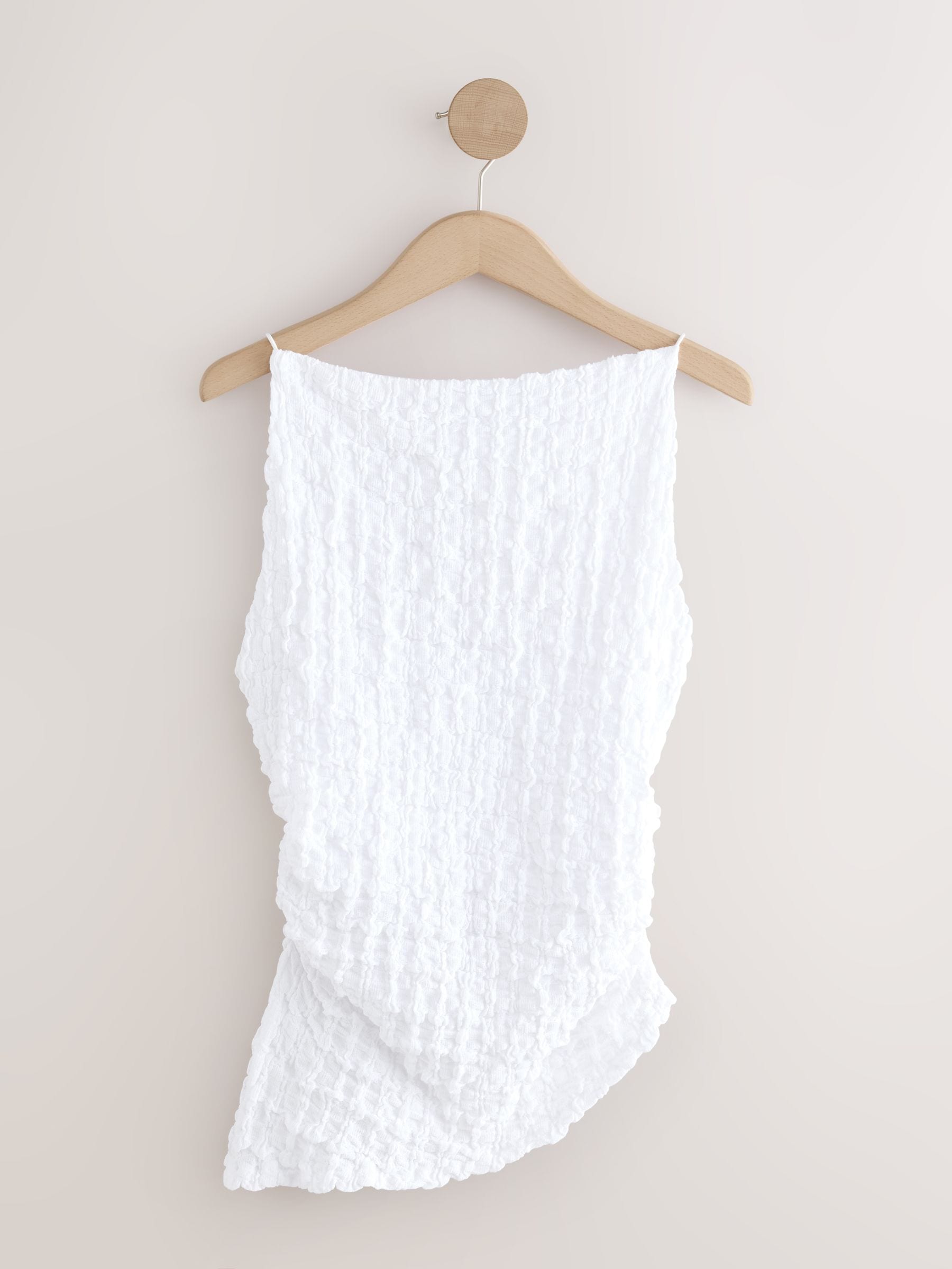 Buy White Textured Strappy Square Neck Top from Next USA