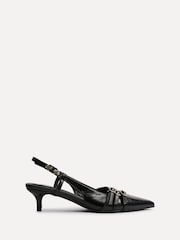 Linzi Black Retro Buckle Detail Kitten Court Heels - Image 2 of 5