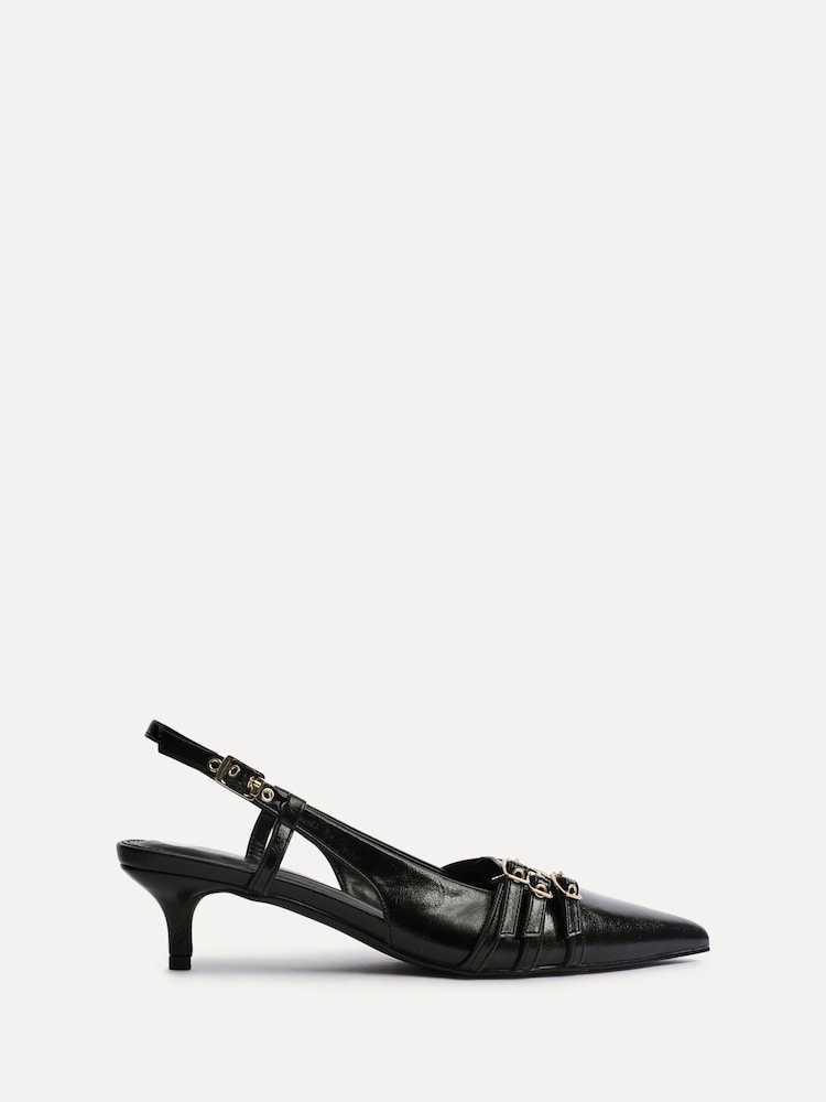 črna - Linzi Retro Buckle Detail Kitten Court čevlji z visoko peto - Slika 2 iz 5 črna - Linzi Retro Buckle Detail Kitten Court čevlji z visoko peto - Slika 2 iz 5