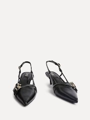 Linzi Black Retro Buckle Detail Kitten Court Heels - Image 3 of 5