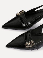 Linzi Black Retro Buckle Detail Kitten Court Heels - Image 4 of 5