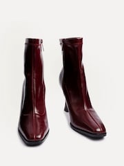 Linzi Red Noelle Square Toe Heeled Sock Ankle Boots - Image 4 of 6