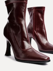 Linzi Red Noelle Square Toe Heeled Sock Ankle Boots - Image 5 of 6