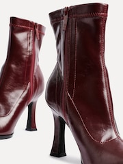 Linzi Red Noelle Square Toe Heeled Sock Ankle Boots - Image 6 of 6