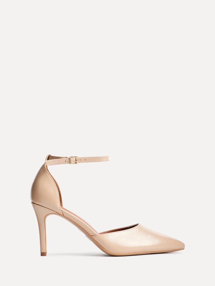 Linzi Nude Thea Closed Back Stiletto Court Heels With Ankle Strap - Image 2 of 5