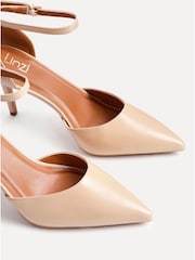 Linzi Nude Thea Closed Back Stiletto Court Heels With Ankle Strap - Image 5 of 5