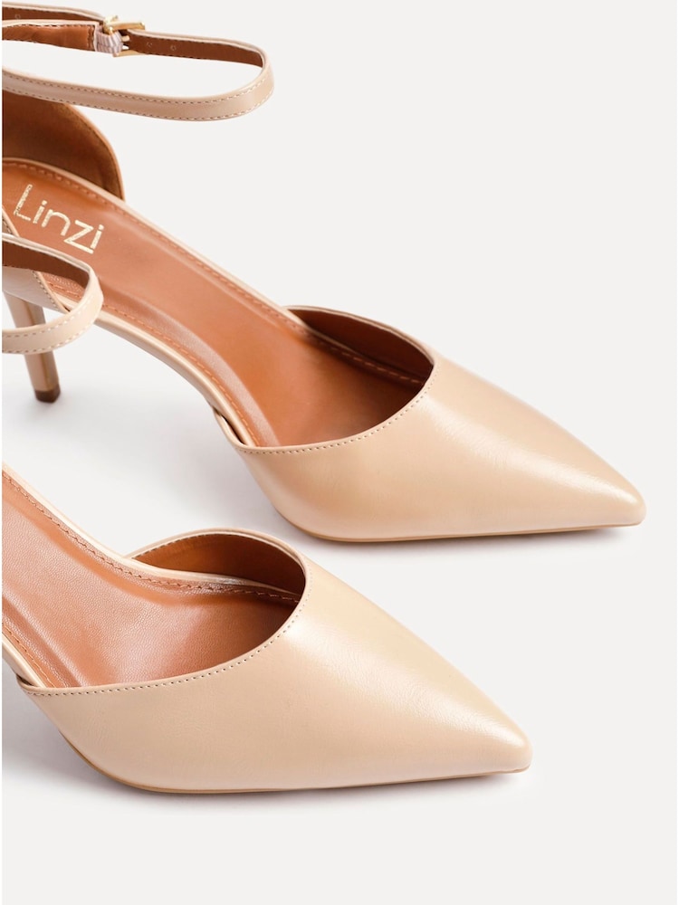 Linzi Nude Thea Closed Back Stiletto Court Heels With Ankle Strap - Image 5 of 5