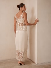 Ecru Sheer Sequin V-Neck Camisole - Image 3 of 4