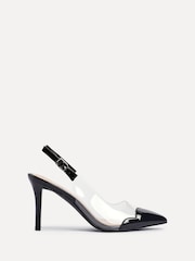 Preto - Linzi Nolita Perspex And Patent Mix Slingback Court Heels - Imagem 2 de 5