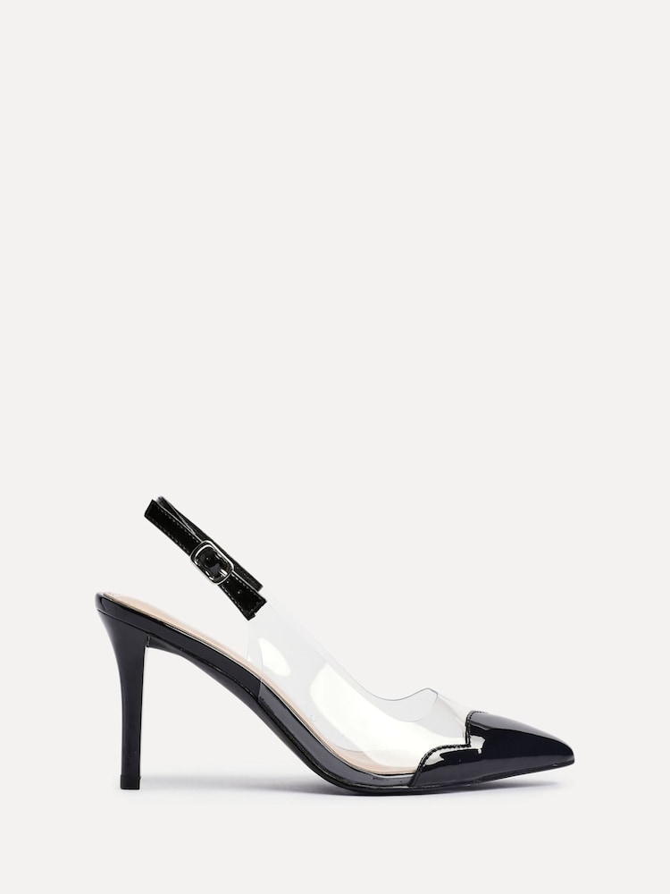 Preto - Linzi Nolita Perspex And Patent Mix Slingback Court Heels - Imagem 2 de 5