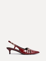 Linzi Red Retro Buckle Detail Kitten Court Heels - Image 3 of 6