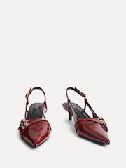 Linzi Red Retro Buckle Detail Kitten Court Heels - Image 4 of 6
