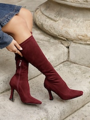 Linzi Red Gabrielle High Leg Sock Boots - Image 1 of 6