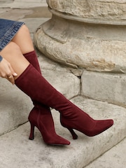 Linzi Red Gabrielle High Leg Sock Boots - Image 2 of 6