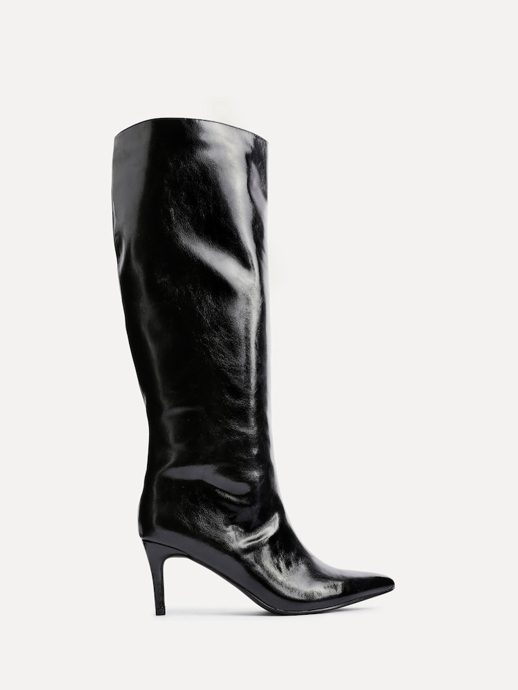 Linzi Black Onyx Pull On High Leg Heeled Boots - Image 3 of 6