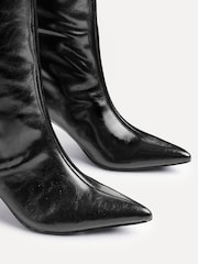 Linzi Black Onyx Pull On High Leg Heeled Boots - Image 6 of 6