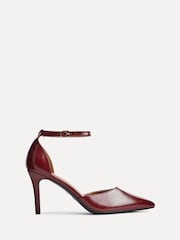 Linzi Red Thea Closed Back Stiletto Court Heels With Ankle Strap - Image 2 of 5