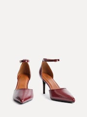 Linzi Red Thea Closed Back Stiletto Court Heels With Ankle Strap - Image 3 of 5
