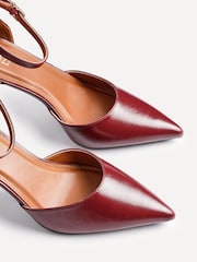 Linzi Red Thea Closed Back Stiletto Court Heels With Ankle Strap - Image 5 of 5