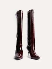 Linzi Red Onyx Pull On High Leg Heeled Boots - Image 4 of 6