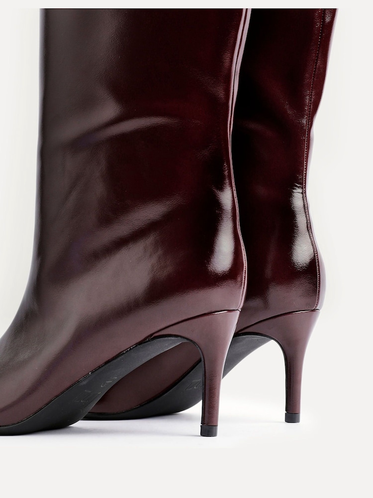 Rot - Linzi Onyx Pull On High Leg Heeled Boots - Bild 6 von 6 Rot - Linzi Onyx Pull On High Leg Heeled Boots - Bild 6 von 6