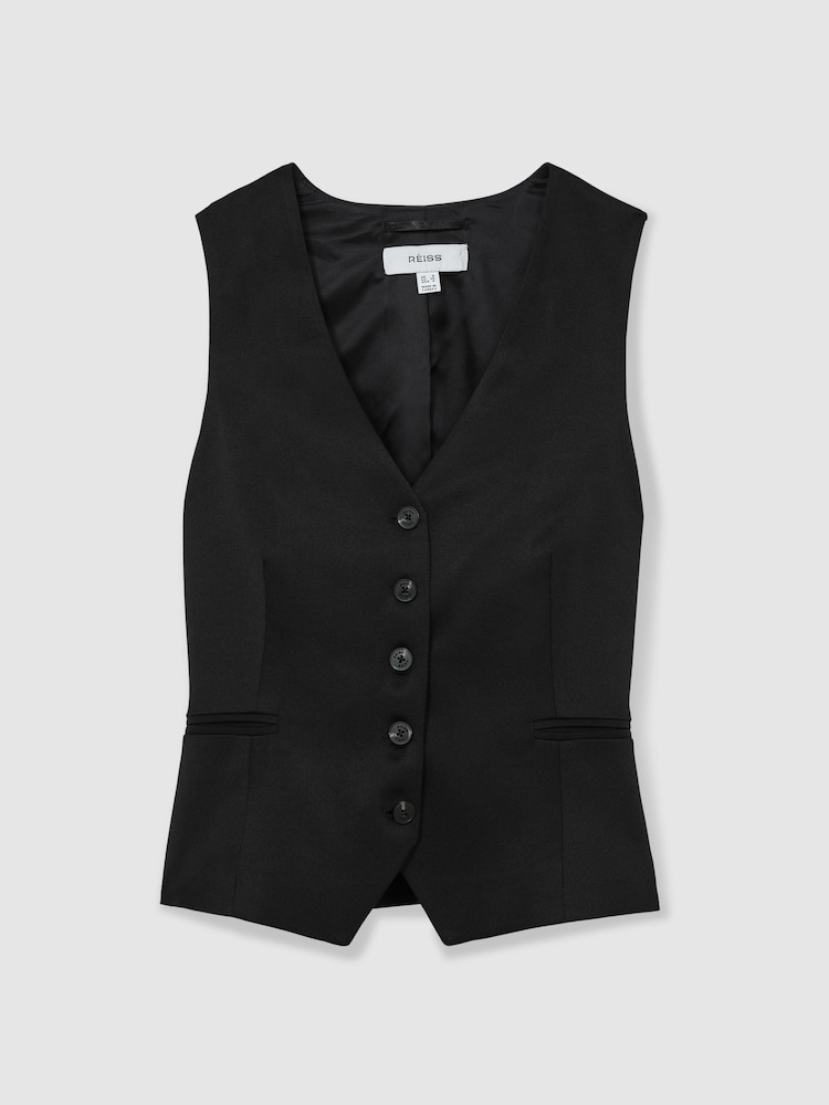 Reiss Black Millie Single-Breasted Tailored Waistcoat - Image 2 of 7