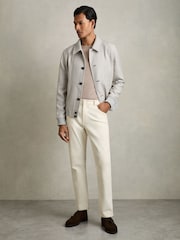 Reiss Soft Grey/White Benny Dogtooth-Check Blouson Jacket - Image 3 of 7