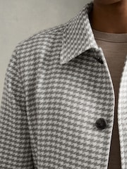 Reiss Soft Grey/White Benny Dogtooth-Check Blouson Jacket - Image 4 of 7
