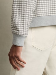 Reiss Soft Grey/White Benny Dogtooth-Check Blouson Jacket - Image 5 of 7