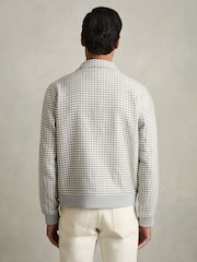 Reiss Soft Grey/White Benny Dogtooth-Check Blouson Jacket - Image 6 of 7