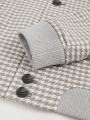 Reiss Soft Grey/White Benny Dogtooth-Check Blouson Jacket - Image 7 of 7