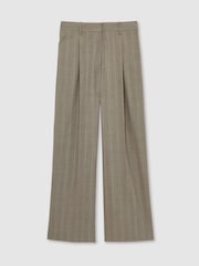 Reiss Grey Tallulah Petite Wool-Blend Wide-Leg Pinstripe Trousers - Image 2 of 7