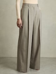 Reiss Grey Tallulah Petite Wool-Blend Wide-Leg Pinstripe Trousers - Image 3 of 7