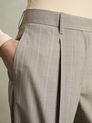 Reiss Grey Tallulah Petite Wool-Blend Wide-Leg Pinstripe Trousers - Image 4 of 7