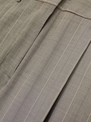 Reiss Grey Tallulah Petite Wool-Blend Wide-Leg Pinstripe Trousers - Image 6 of 7