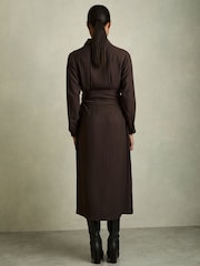 Reiss Charcoal Mabel Long-Sleeve Belted Midi Dress - Image 4 of 5