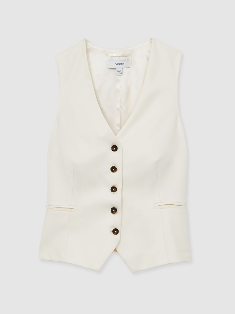 Creme - Reiss – Millie – einreihige Tailored-Fit-Weste - Bild 2 von 6 Creme - Reiss – Millie – einreihige Tailored-Fit-Weste - Bild 2 von 6