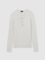 Reiss Grey Ashwell Rib Knit Henley Jumper - Image 2 of 7