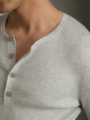 Reiss Grey Ashwell Rib Knit Henley Jumper - Image 5 of 7