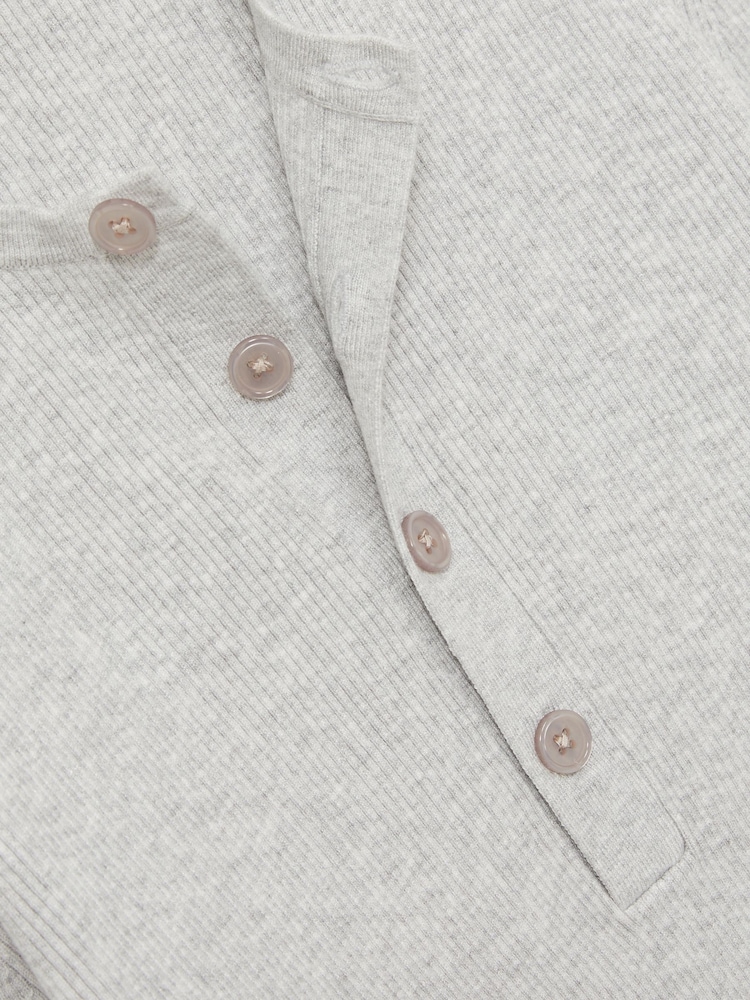 Reiss Grey Ashwell Rib Knit Henley Jumper - Image 7 of 7