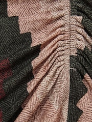 Reiss Burgundy Gianna Printed Ruched Top With Wool - Image 5 of 5