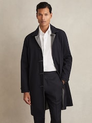 Reiss Navy/Grey Vital Reversible Mid-Length Coat - Image 3 of 8