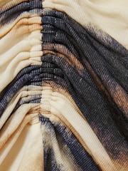 Reiss Cream/Black Gia Printed Jersey Ruched Top With Wool - Image 5 of 5