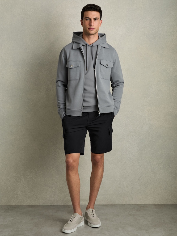 Reiss Navy Climb Short Drawstring Technical Cargo Shorts - Image 1 of 7