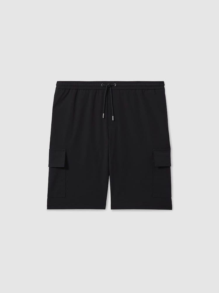 Reiss Navy Climb Short Drawstring Technical Cargo Shorts - Image 2 of 7