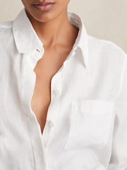 Reiss White Belle Linen Button-Through Shirt - Image 4 of 6